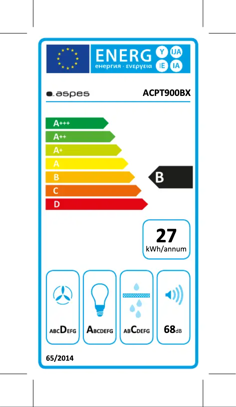 Page 1 de la notice Label énergétique Aspes ACPT900BX