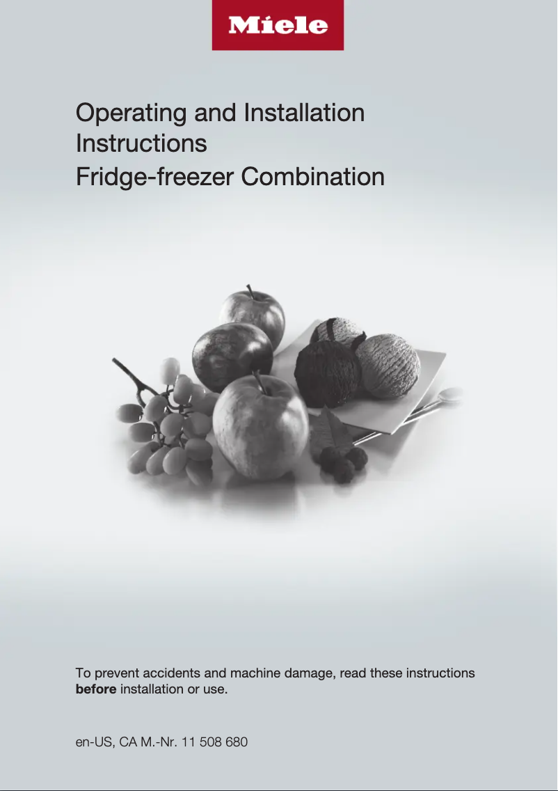 Page 1 de la notice Guide d'installation Miele KF 2802 SF