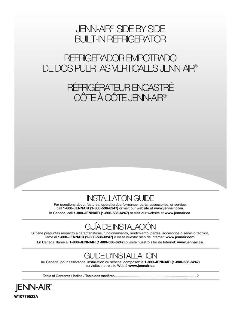 Page 1 de la notice Guide d'installation JennAir JS42NXFXDE