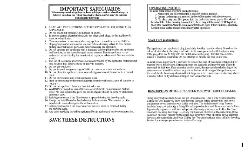 Page 1 de la notice Manuel utilisateur Gevalia WS-02AT