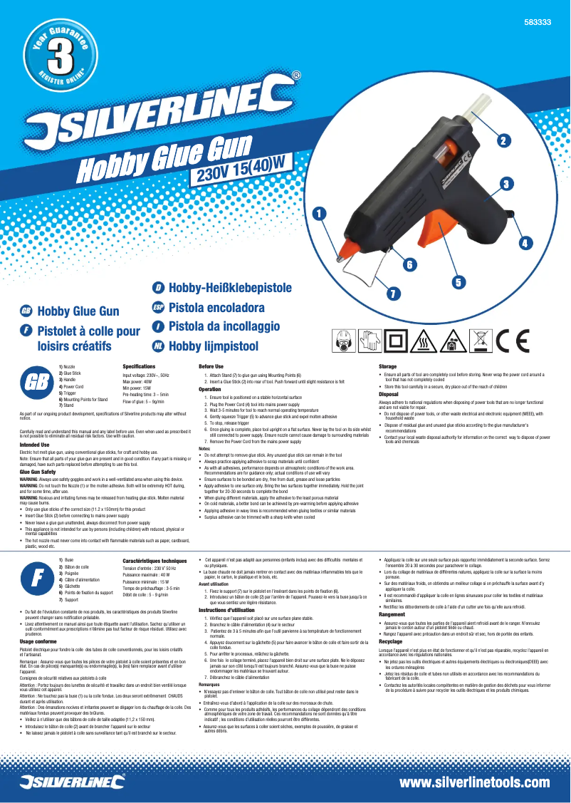 Page n°1 - Manuel utilisateur Silverline 583333