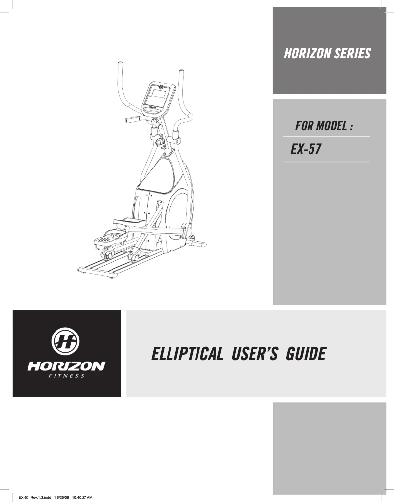 Page n°1 - Manuel utilisateur Horizon Fitness EX-57