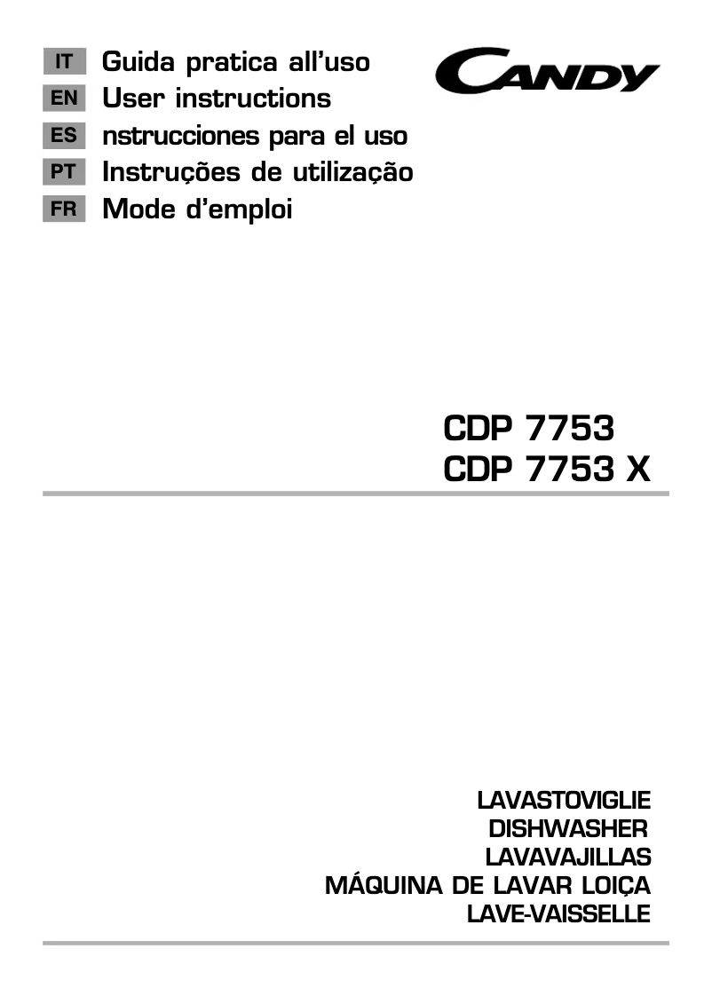 Page n°1 - Manuel utilisateur Candy CDP 7753