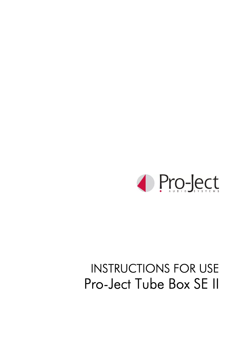 Page n°1 - Manuel utilisateur Pro-Ject Tube Box SE II