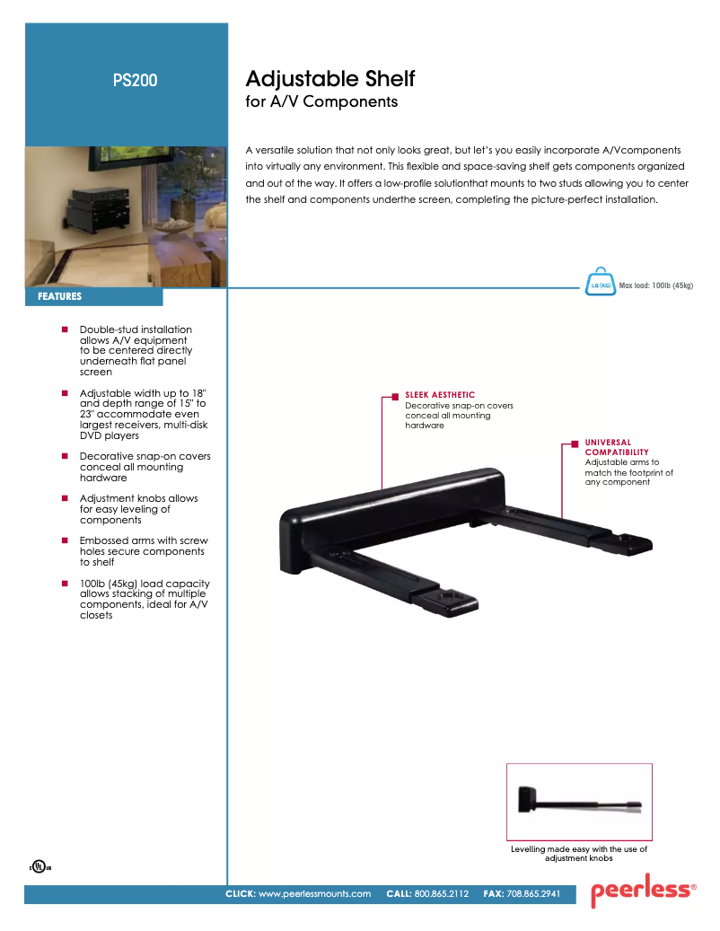 Page 1 de la notice Brochure Peerless-AV PS200