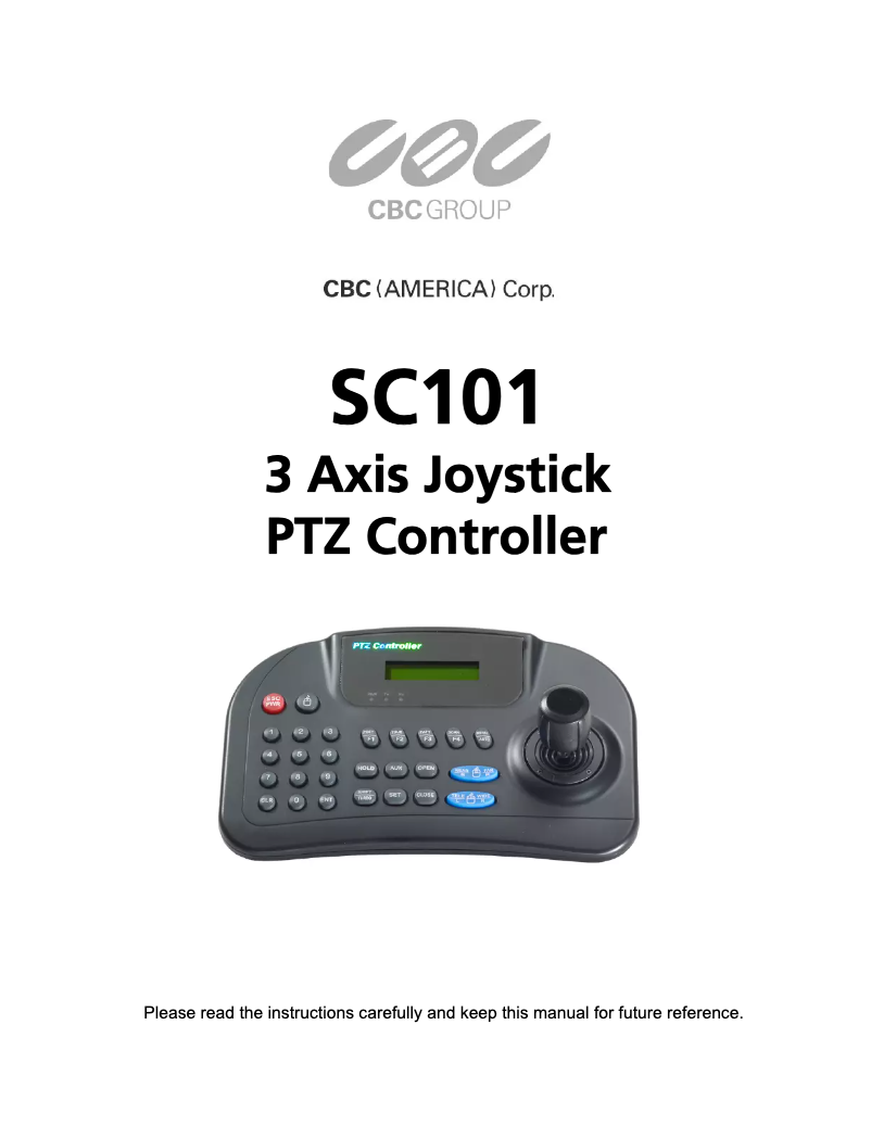 Page n°1 - Manuel utilisateur Ganz PTZ Controller SC101