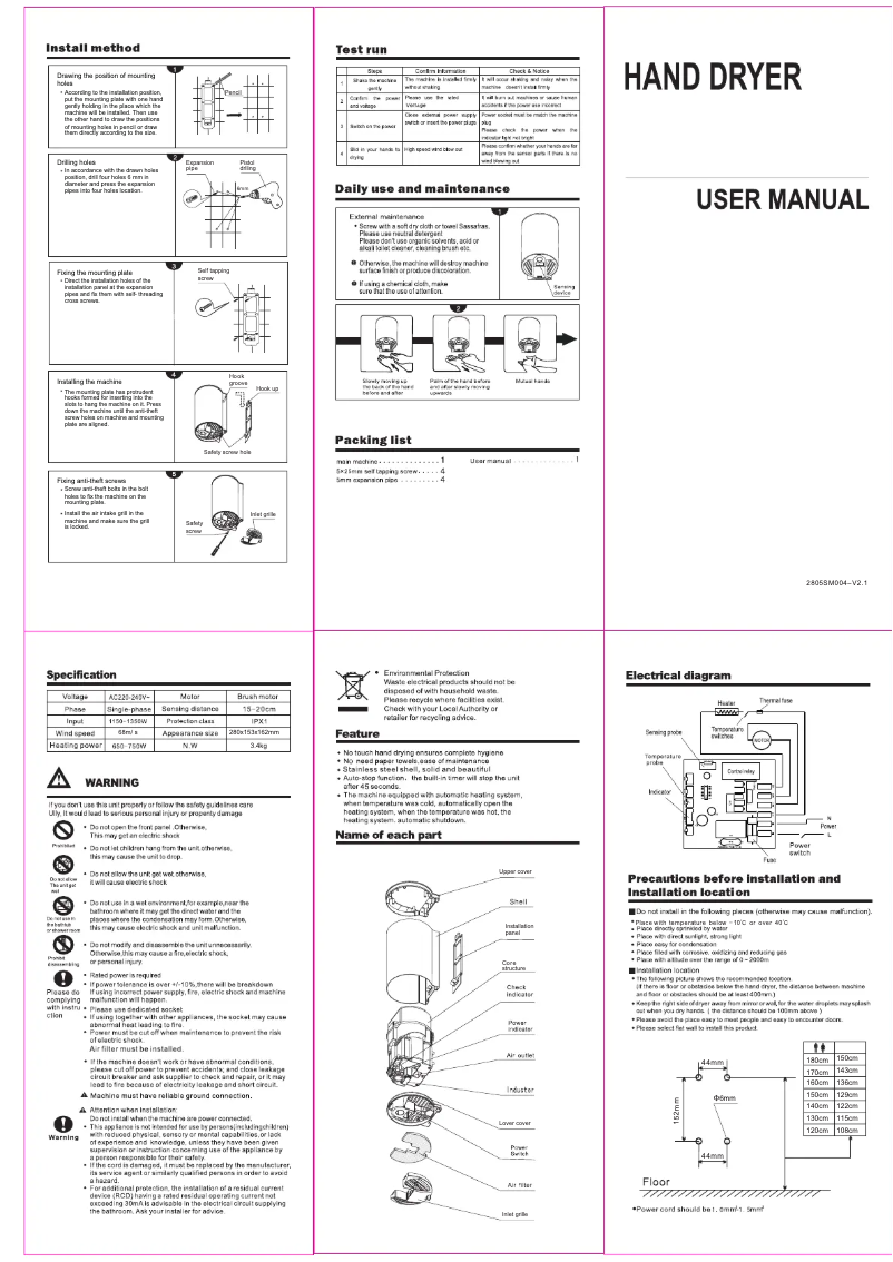 Image de la première page du manuel de l'appareil Mini Jet-dryer