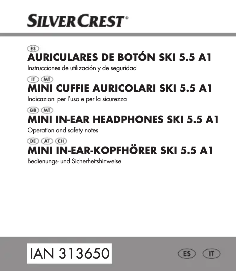Page 1 de la notice Manuel utilisateur SilverCrest SKI 5.5 A1