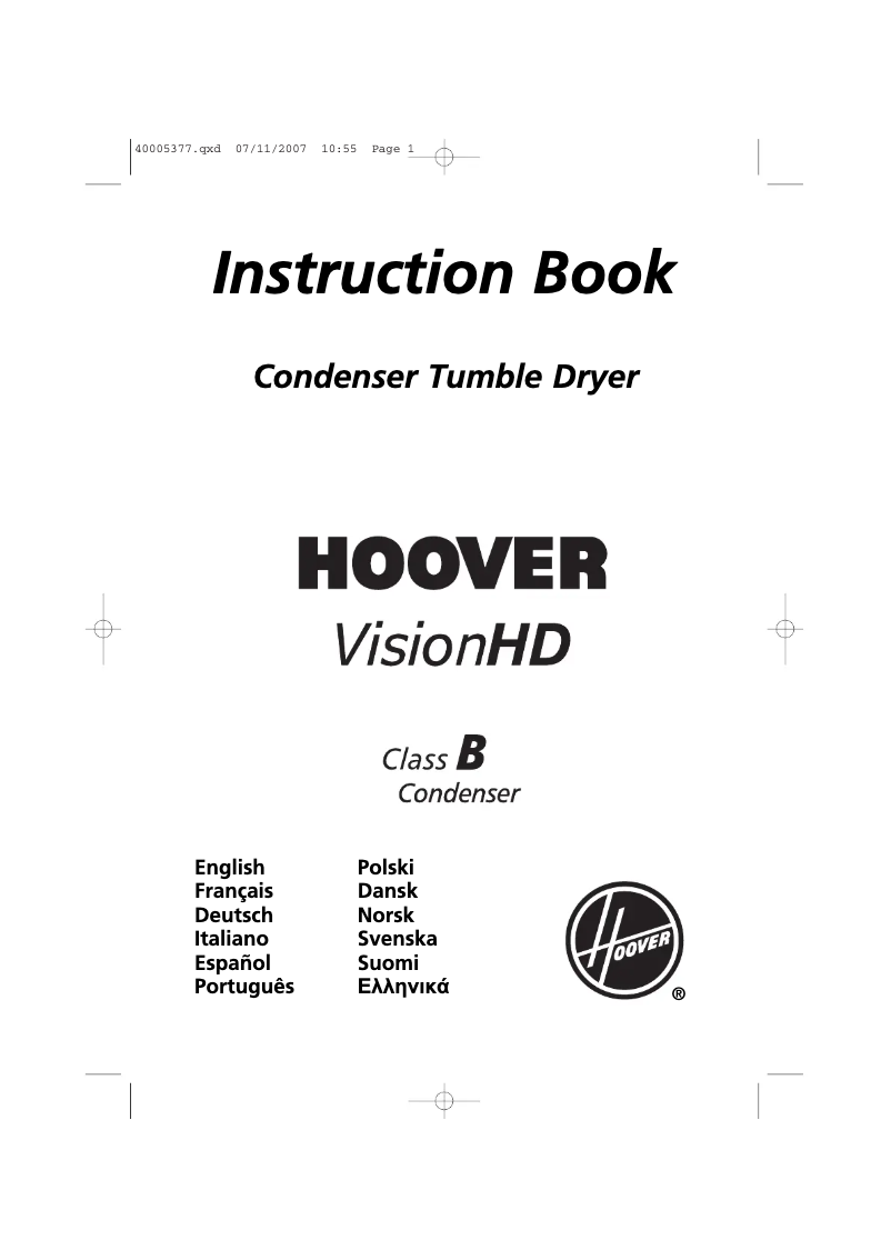 Page n°1 - Manuel utilisateur Hoover VHC 781XTB-37S