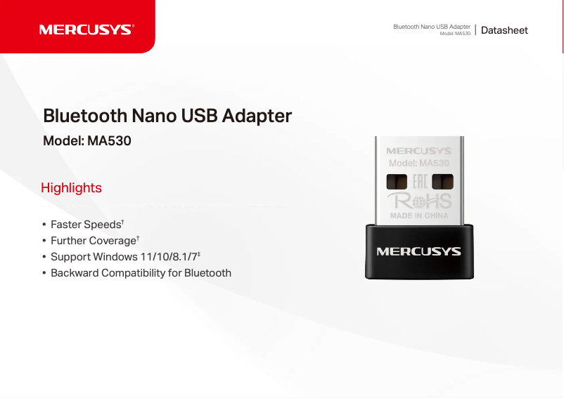 Page 1 de la notice Fiche technique Mercusys MA530