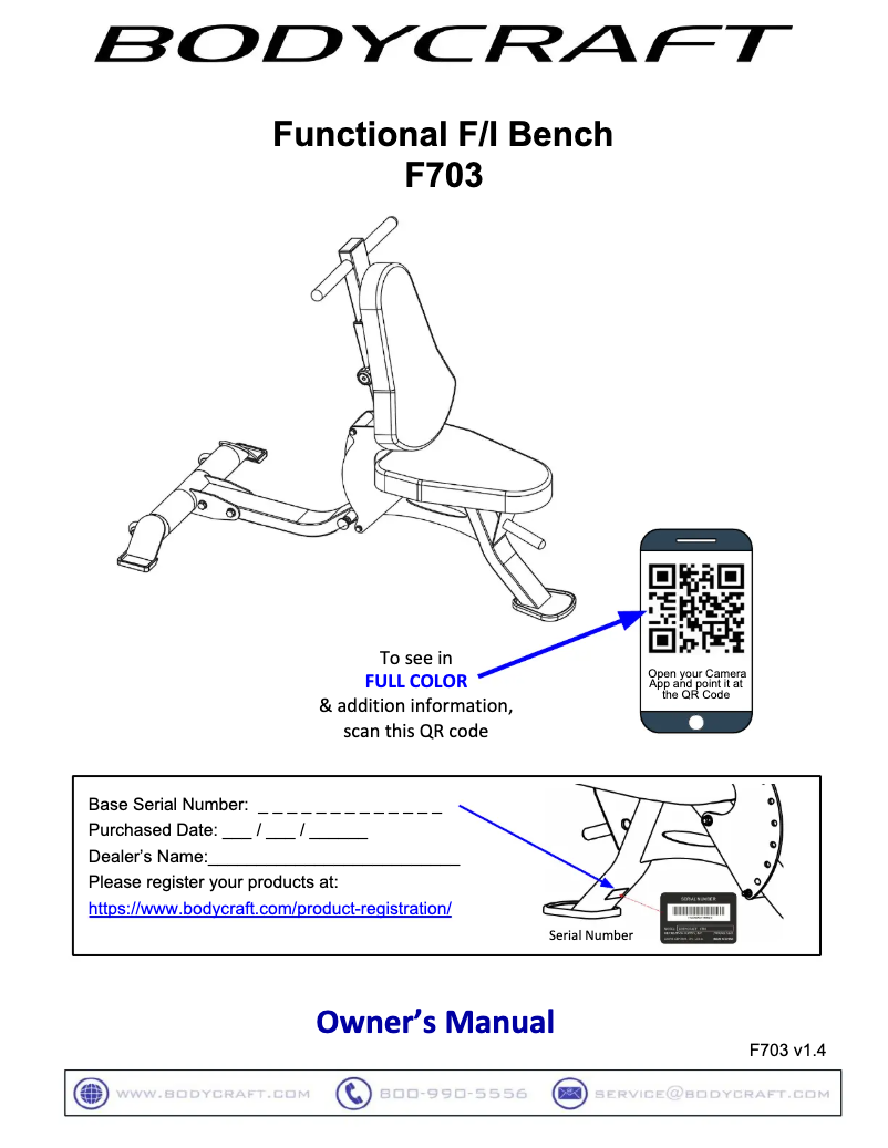 Page 1 de la notice Manuel utilisateur BodyCraft F703