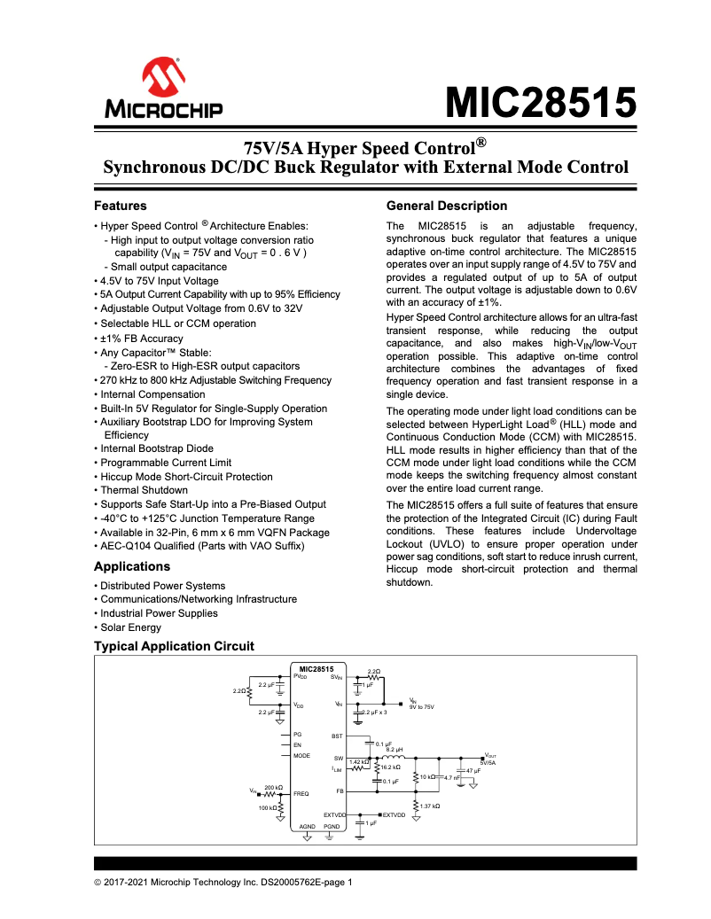 Página 1 del manual Manual de usuario Microchip MIC28515