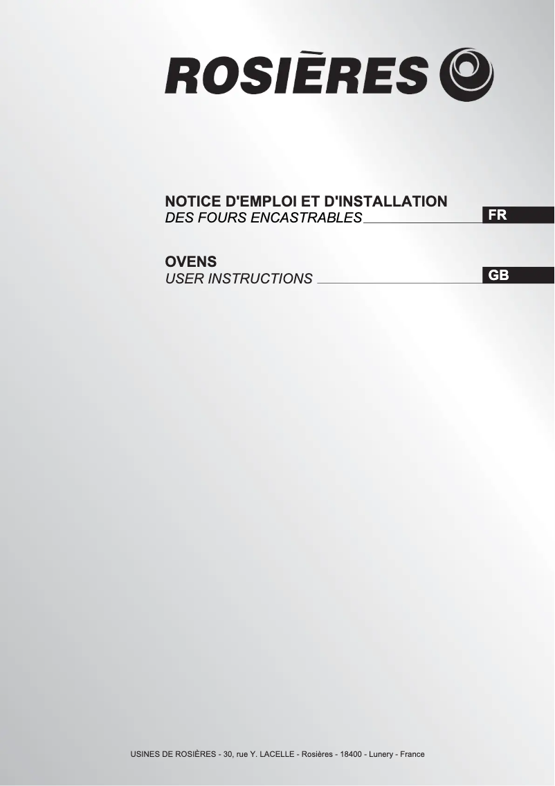 Page 1 de la notice Manuel utilisateur Rosieres RFA 77 FIN