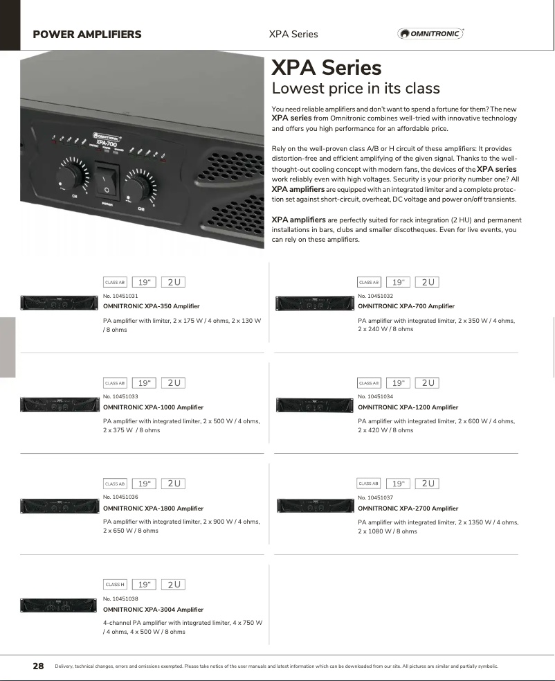 Page n°1 - Catalogue Omnitronic XPA-1800