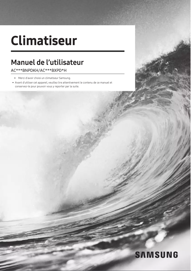 Page 1 de la notice Manuel utilisateur Samsung AC100BXPDKH