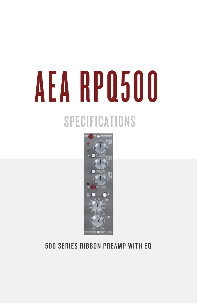 Page 1 de la notice Fiche technique AEA RPQ500