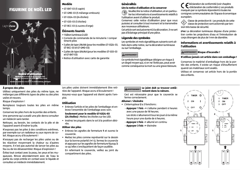 Page 1 de la notice Manuel utilisateur LightZone GMD-03
