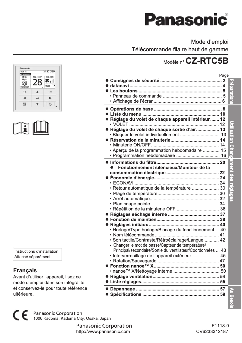 Página 1 del manual Manual de usuario Panasonic CZ-RTC5B