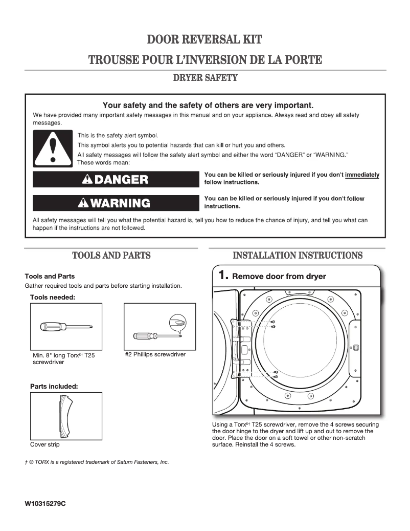 Page 1 de la notice Manuel utilisateur Maytag W10315283RP
