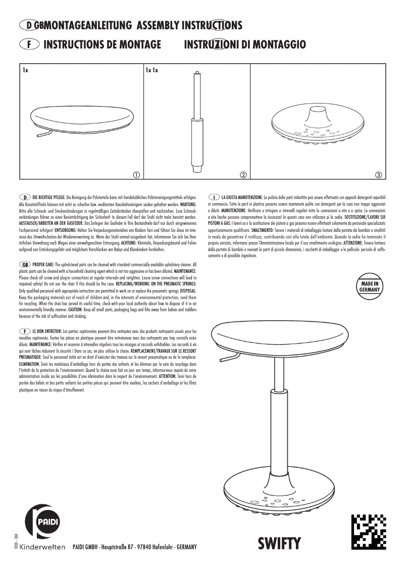 Image de la première page du manuel de l'appareil Swifty