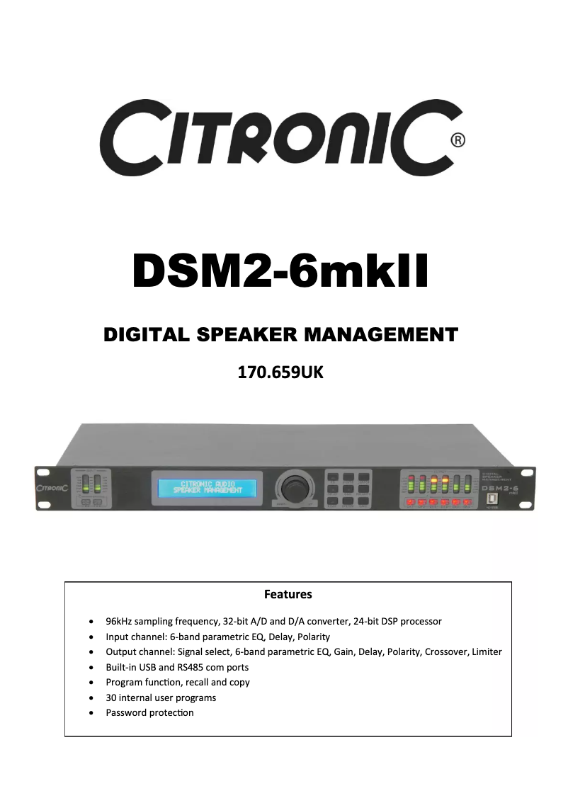 Page 1 de la notice Manuel utilisateur Citronic DSM2-6 mkII