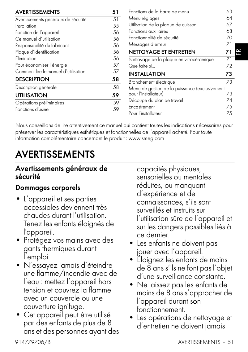 Page n°1 - Manuel utilisateur Smeg SIA1963DG