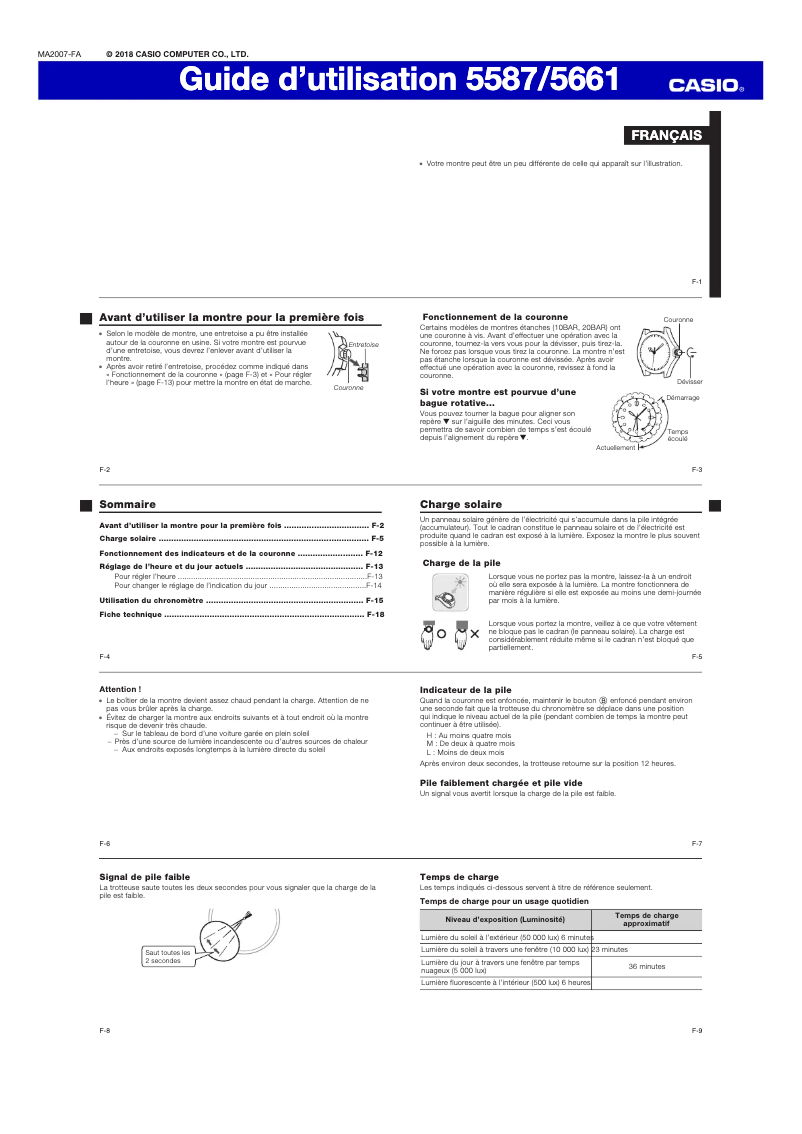 Page 1 de la notice Manuel utilisateur Casio Edifice EFS-S580
