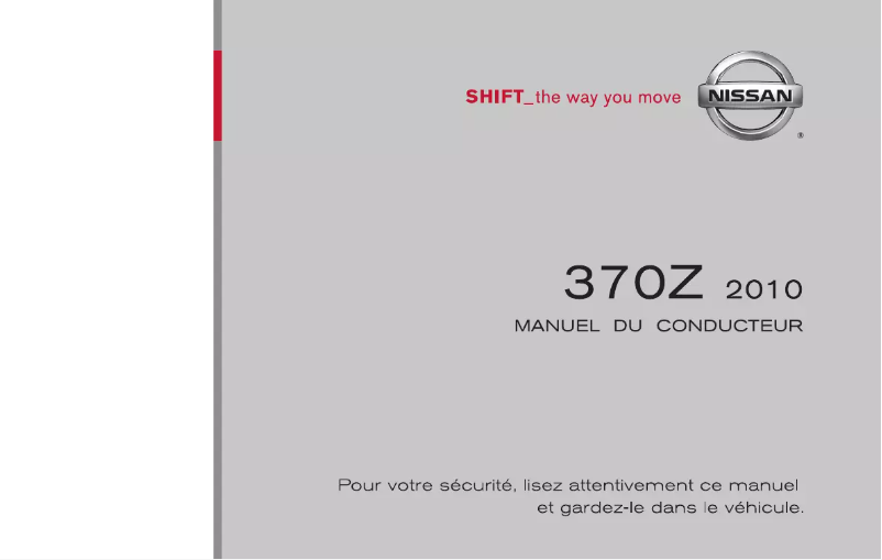 Image de la première page du manuel de l'appareil 370Z (2010)