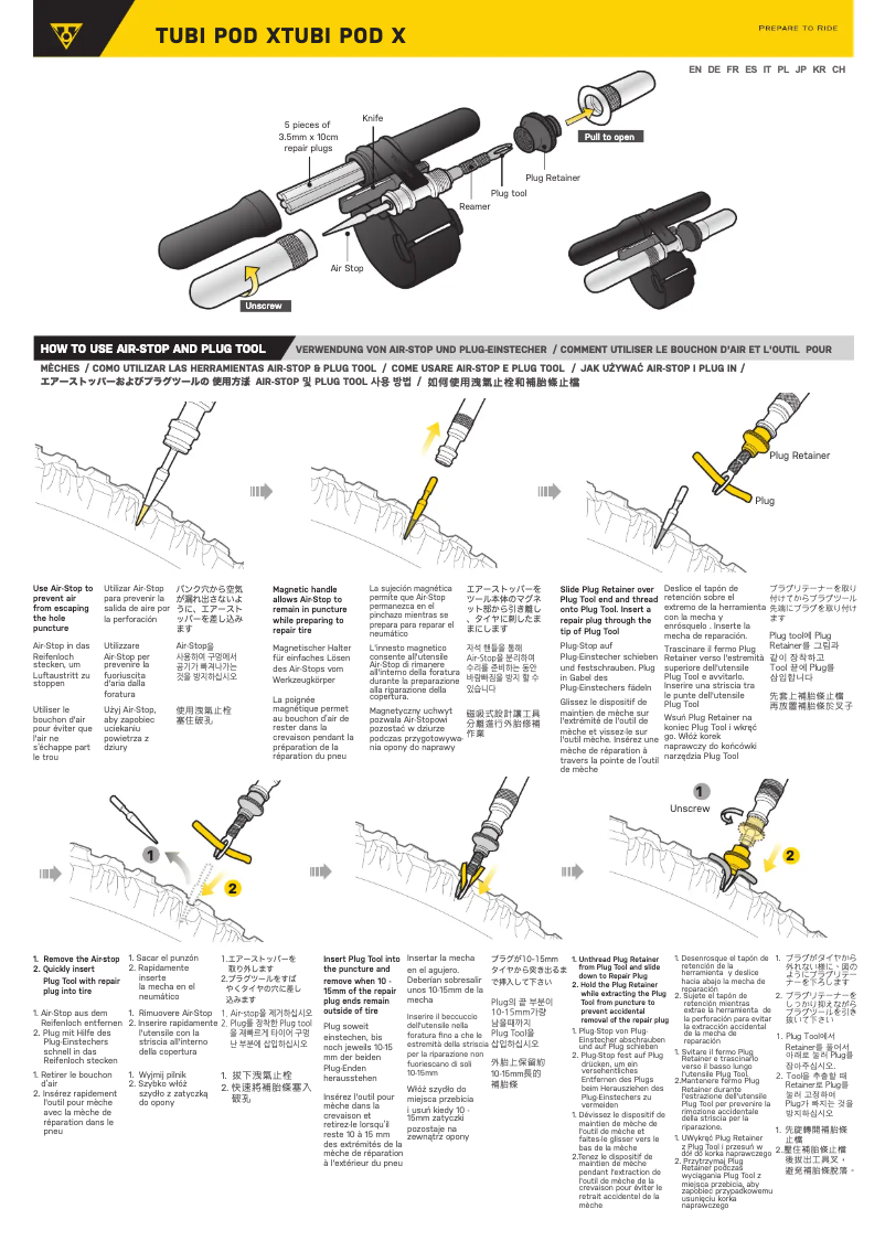 Page 1 de la notice Manuel utilisateur Topeak TUBI POD X