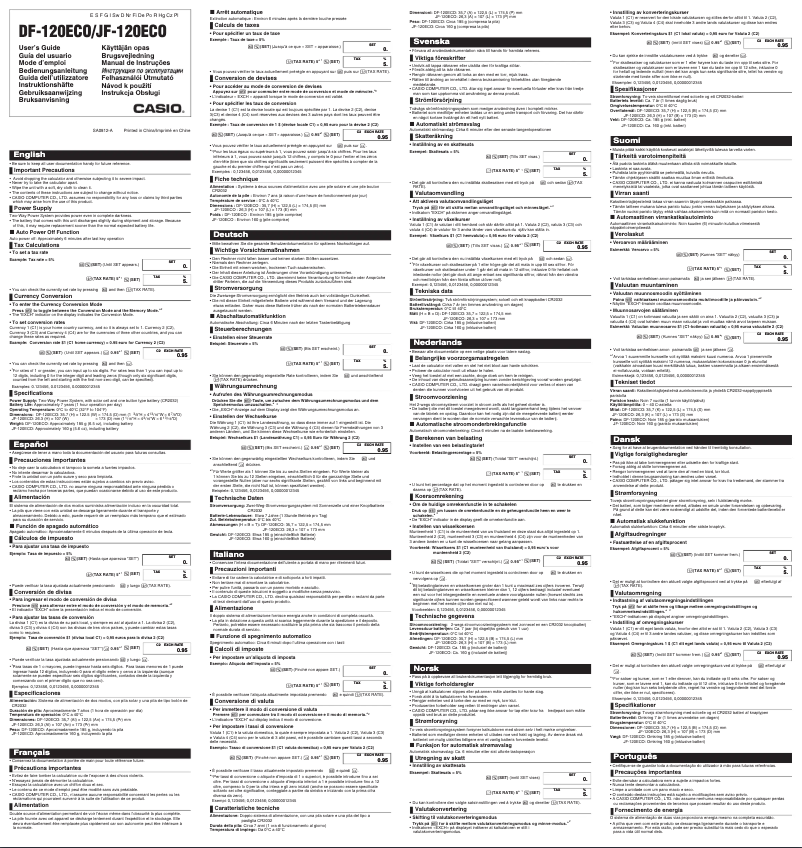 Page 1 de la notice Manuel utilisateur Casio DF-120ECO