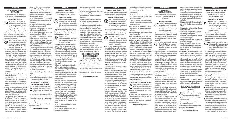 Page n°1 - Manuel utilisateur BaByliss Expert 2300