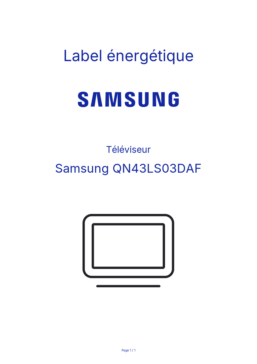 Page n°1 - Label énergétique Samsung QN43LS03DAF