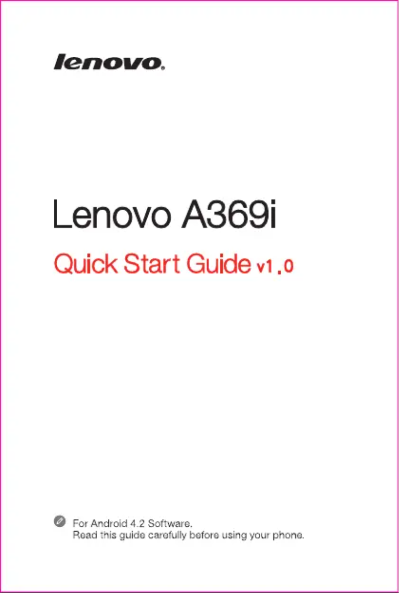 Page 1 de la notice Manuel utilisateur Lenovo A369I