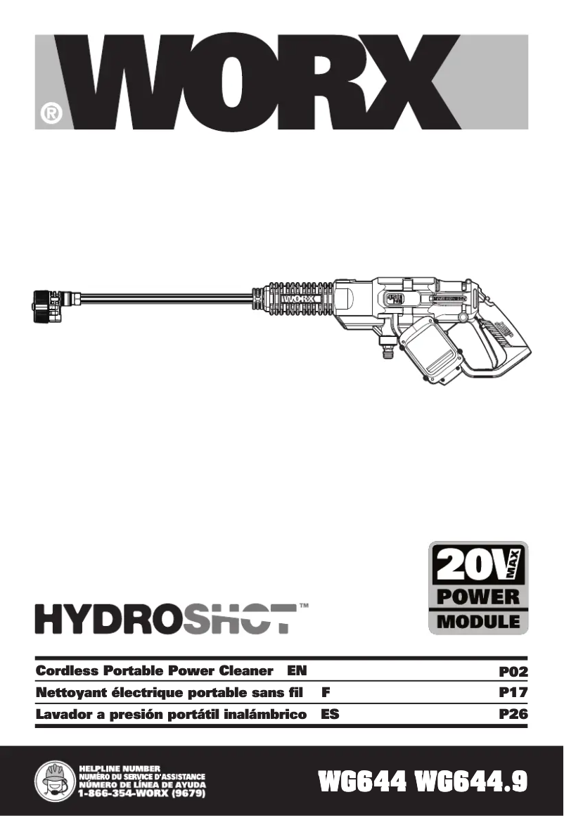 Page 1 de la notice Manuel utilisateur Worx WG644.9