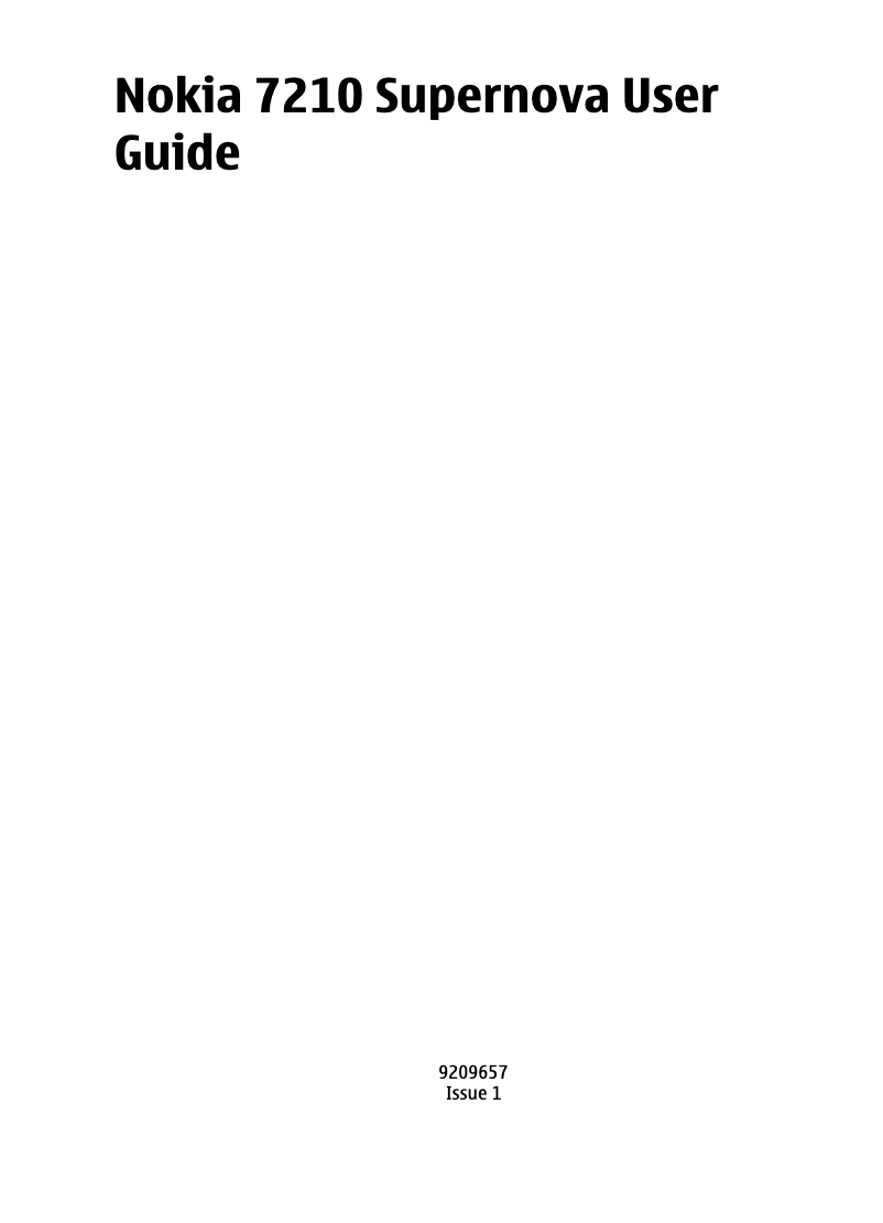 Page 1 de la notice Manuel utilisateur Nokia 7210 Supernova