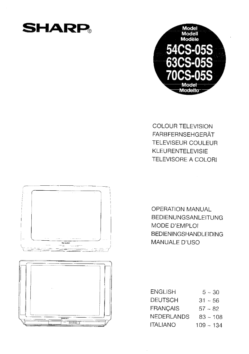 Page n°1 - Manuel utilisateur Sharp 54CS-05S