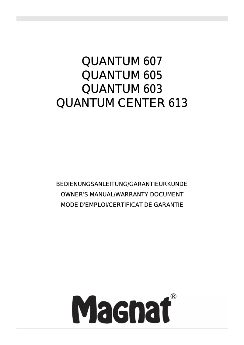 Page n°1 - Manuel utilisateur Magnat Quantum 605