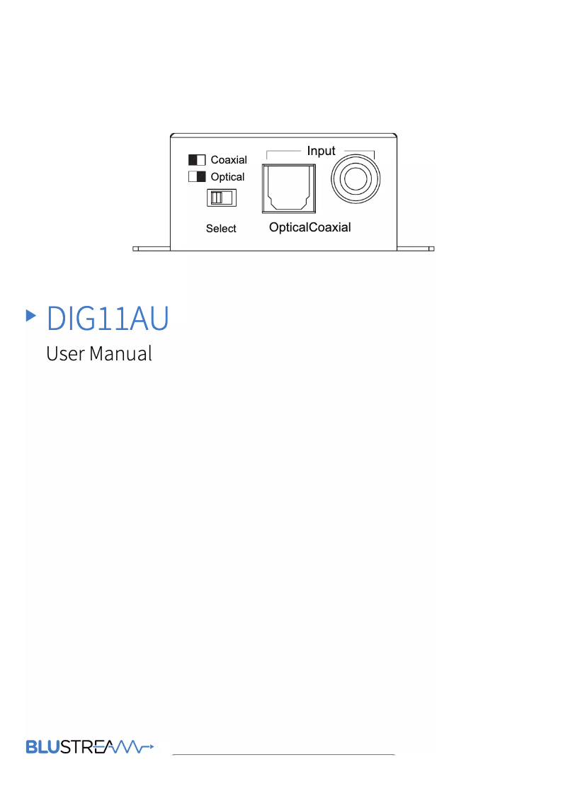Page n°1 - Manuel utilisateur Blustream DIG11AU