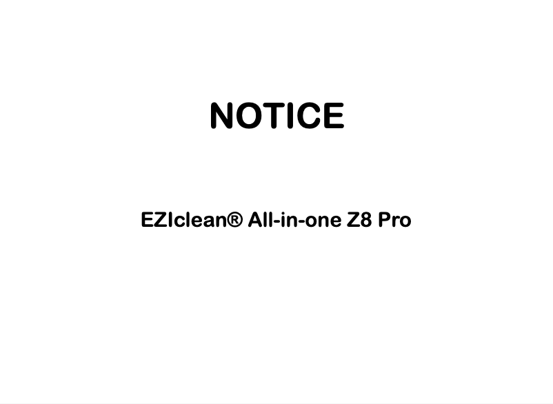 Page 1 de la notice Manuel utilisateur EZIclean Z8 Pro