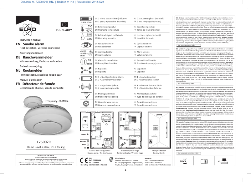 Image de la première page du manuel de l'appareil FZ500221R