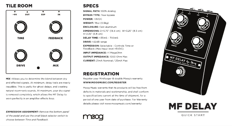 Page 1 de la notice Manuel utilisateur Moog Minifooger MF Delay