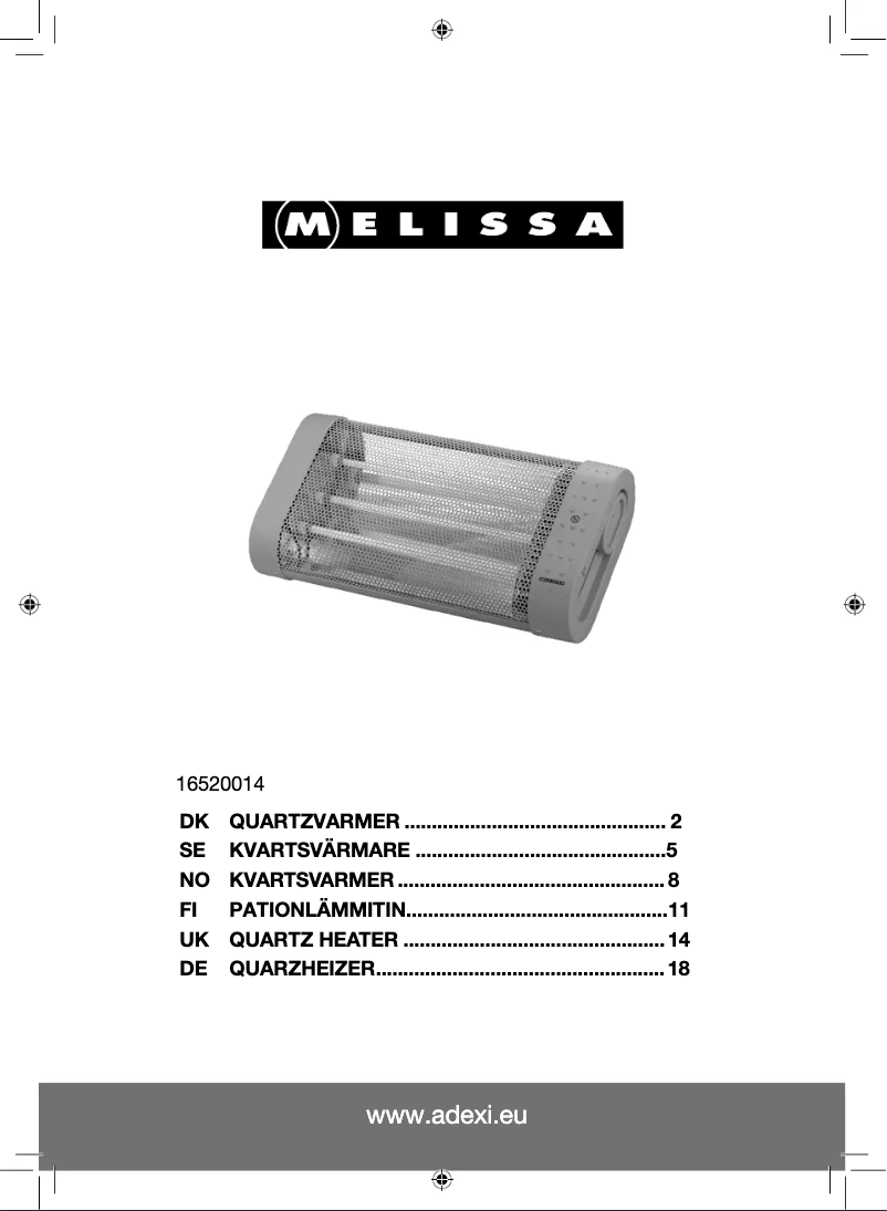 Page 1 de la notice Manuel utilisateur Melissa 16520014