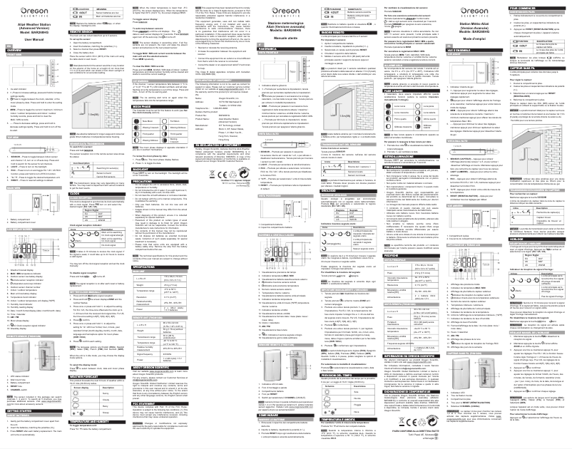 Page n°1 - Manuel utilisateur Oregon Scientific Alizé BAR268HGA
