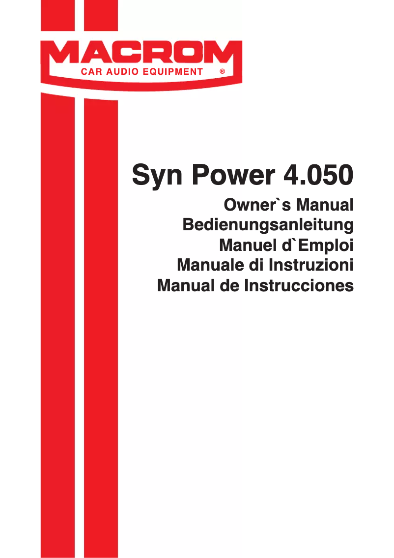 Image de la première page du manuel de l'appareil Syn Power 4.050