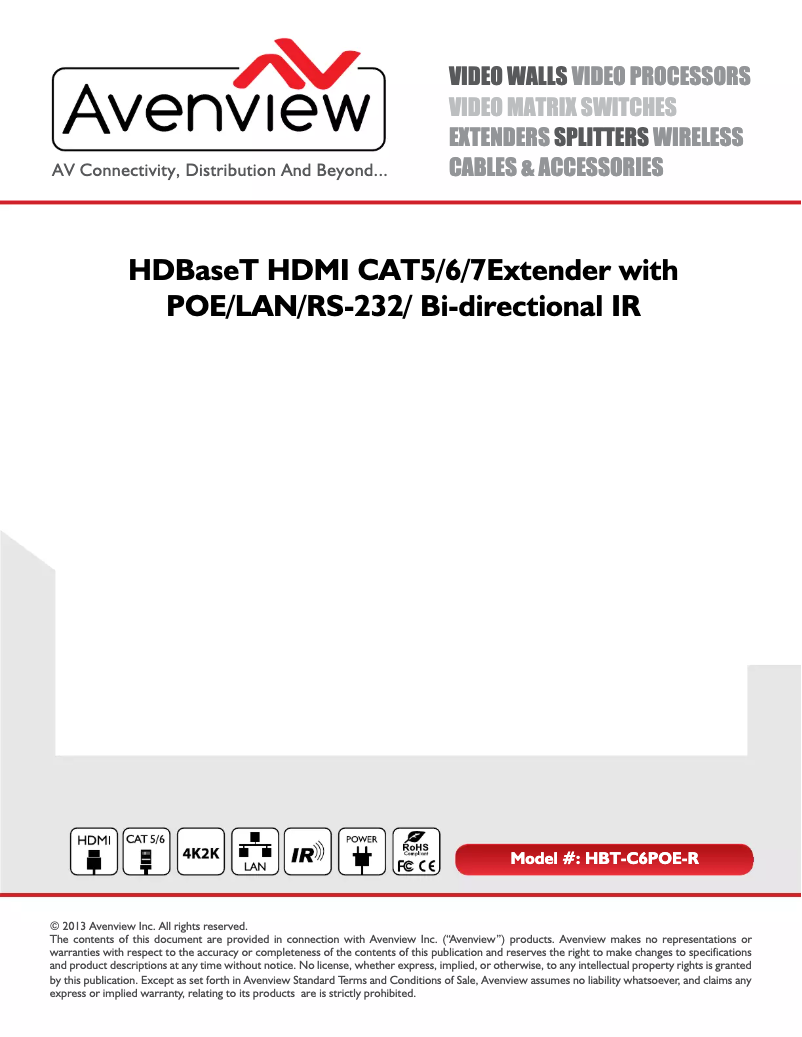 Page 1 de la notice Manuel utilisateur Avenview HBT-C6POE-R