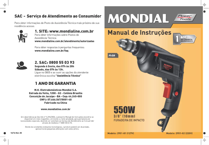 Page n°1 - Manuel utilisateur Mondial FI-09
