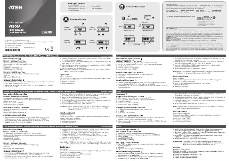 Page 1 de la notice Manuel utilisateur ATen VE800A