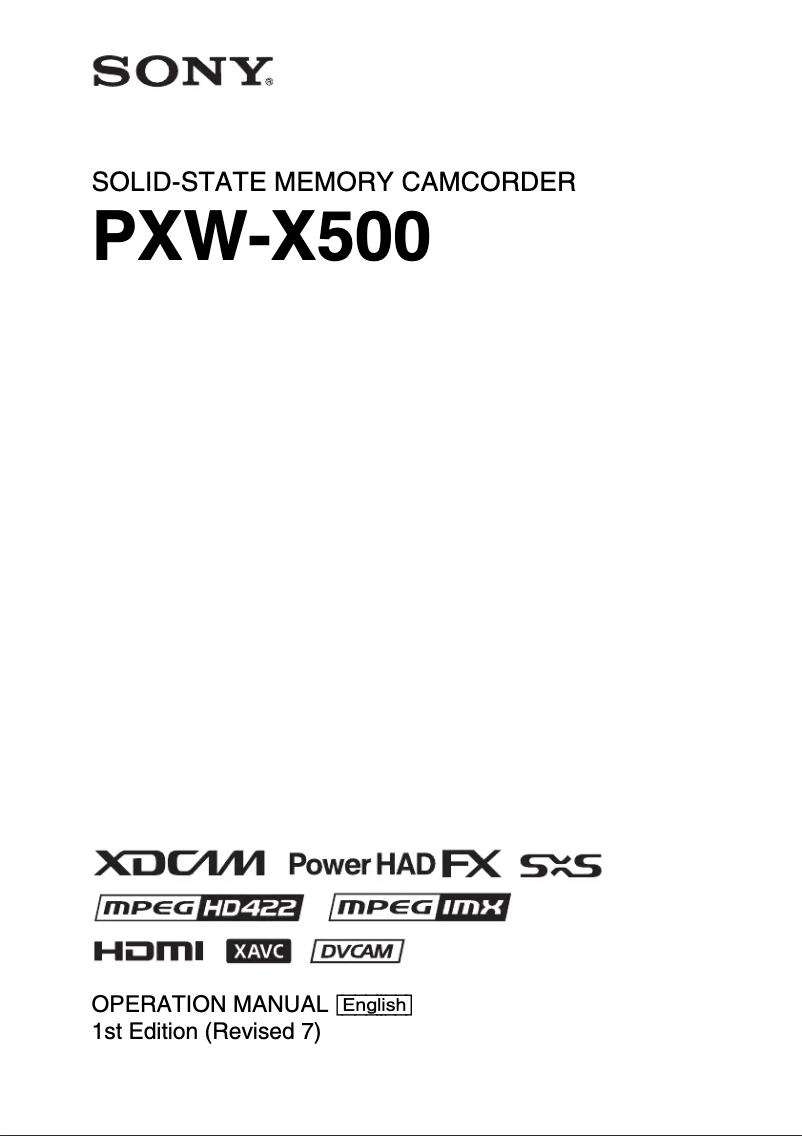 Page 1 de la notice Manuel utilisateur Sony PXW-X500