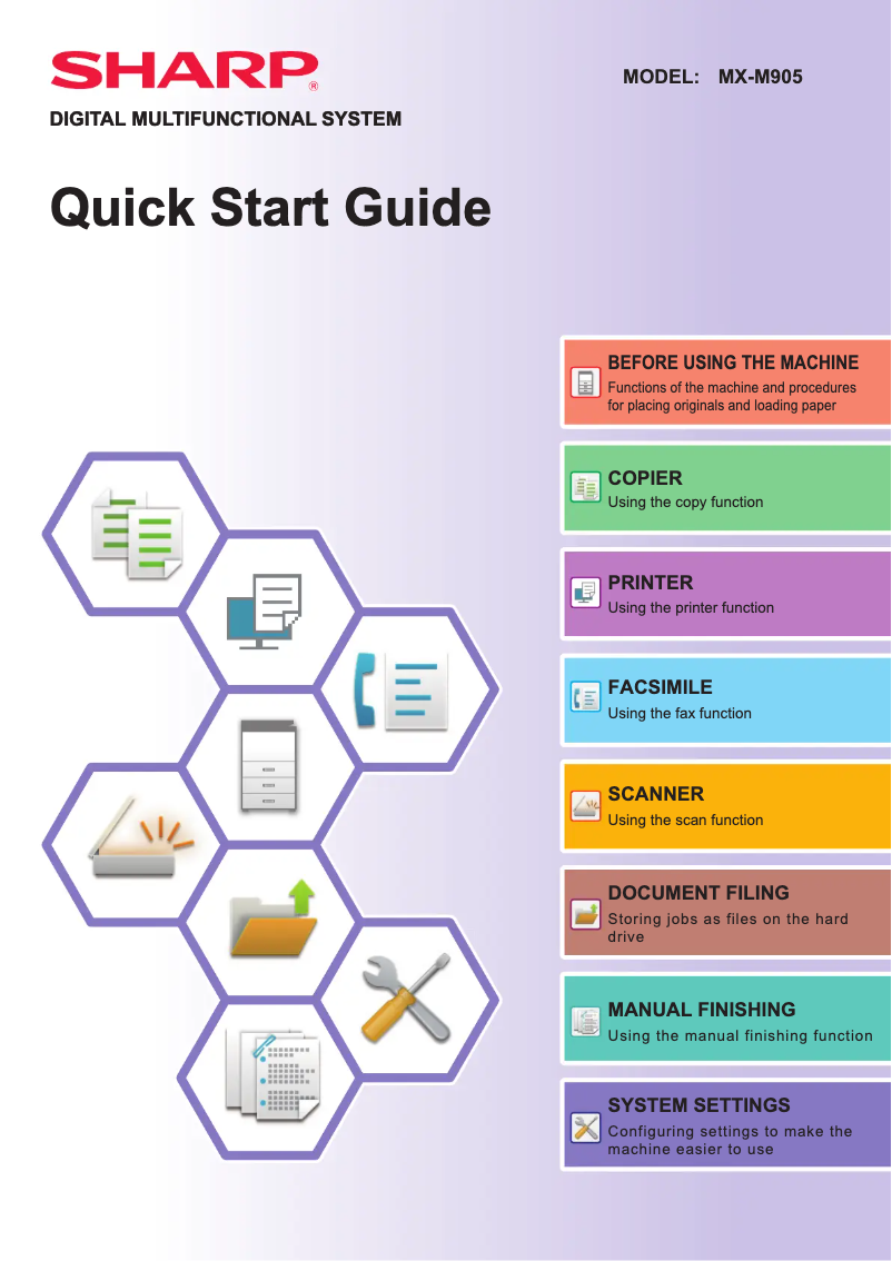Page n°1 - Guide de démarrage rapide Sharp MX-M905