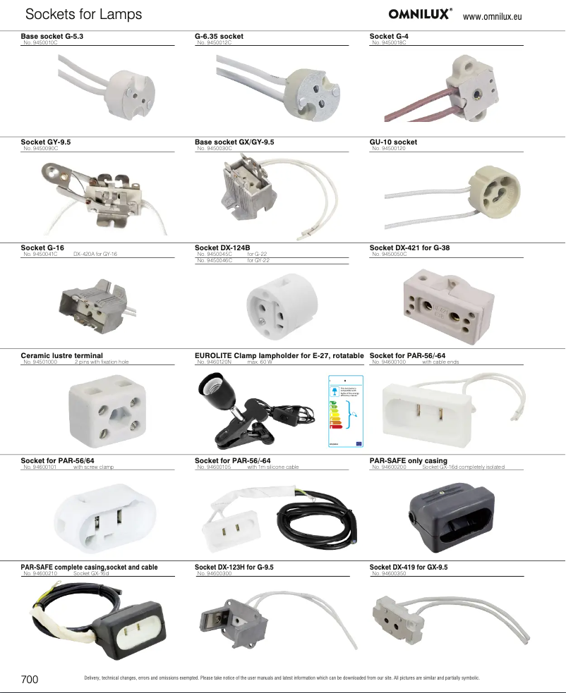 Page 1 de la notice Catalogue Omnilux PAR-56